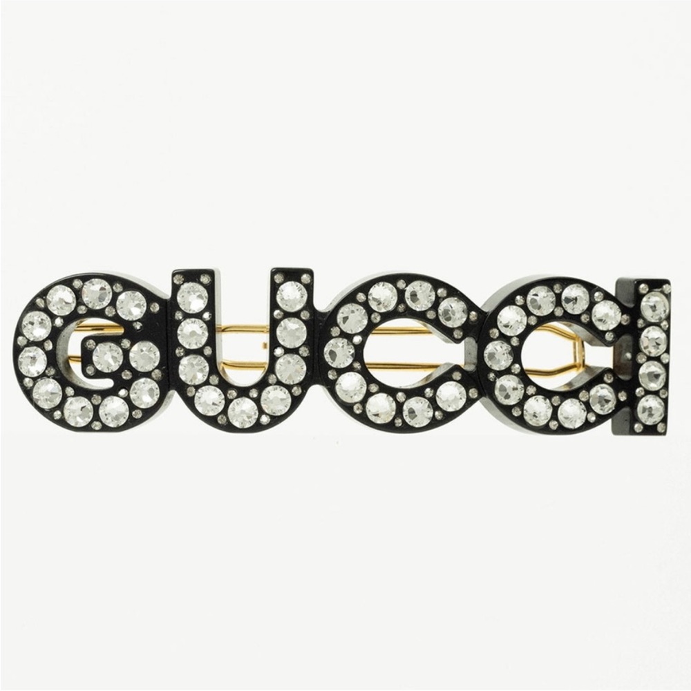 Gucci Black and Silver Crystal Hair Clip